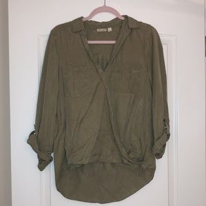 Anthro Holding Horses olive green blouse, sz 8